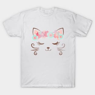 vintage Kawaii cat, kitty kat, flower crown, cute cat, cat party, cat gift, pretty kitty, cat lover, cat collection T-Shirt